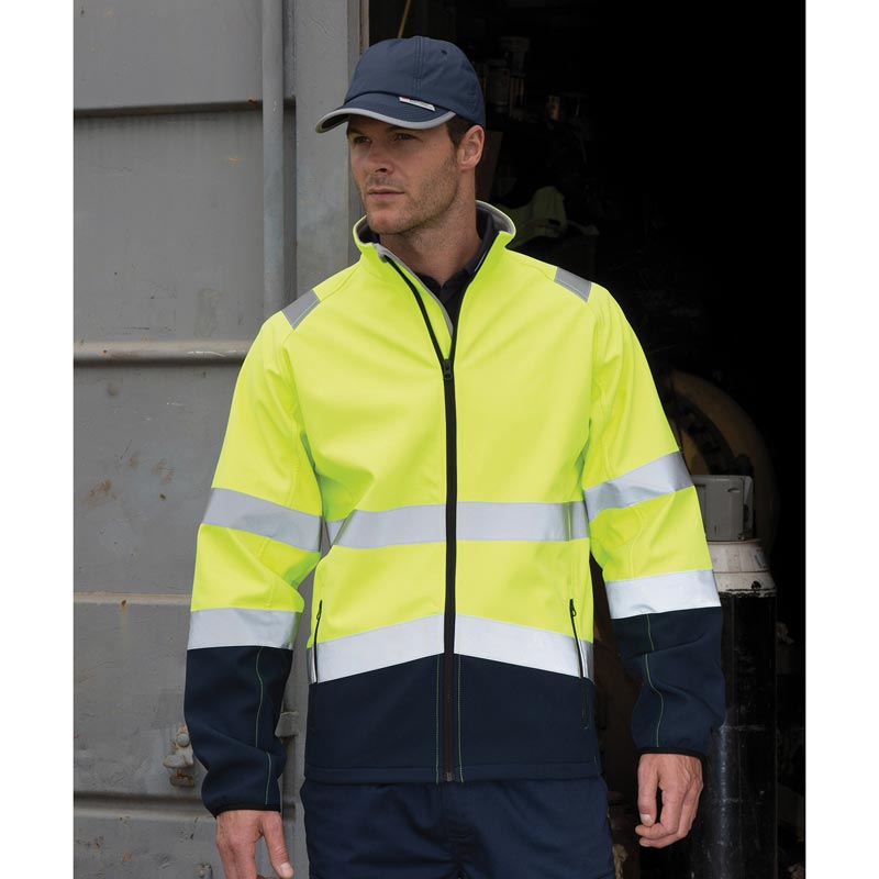 Printable safety softshell jacket - Fluorescent Orange/Black S